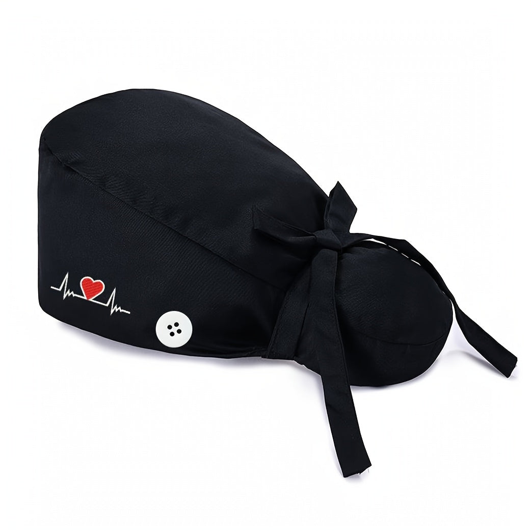 Scrub Caps for Women 6 Pack – Adjustable Nursing Working Hats with Heart Print, Lightweight Breathable Ponytail Holder Surgical Caps, Ideal for Nurses, Doctors & Healthcare Workers