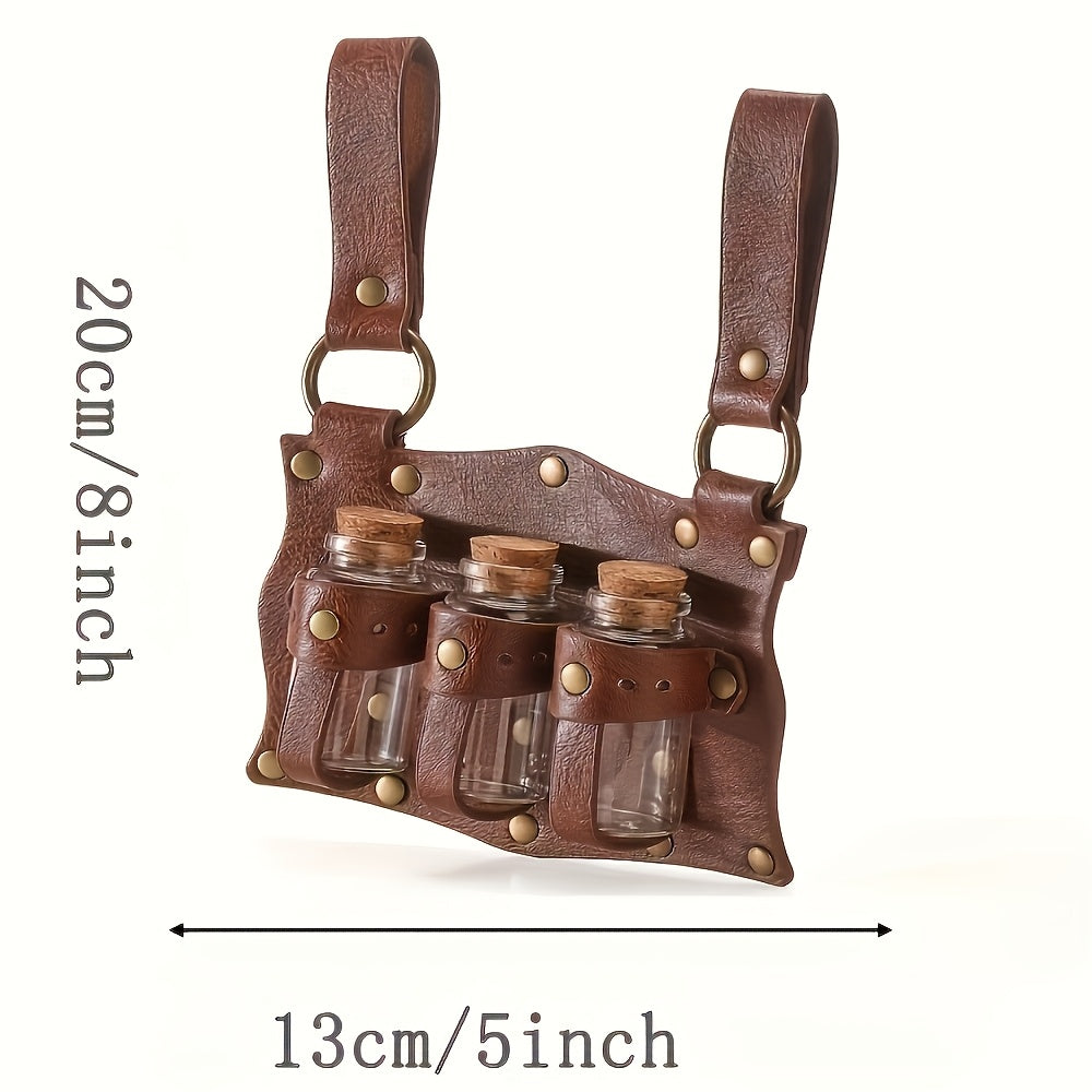 5pcs Renaissance Costume Set: PU Belt, Corset, Potion Bottle, Sword Sheath, and Hook - Perfect for Medieval Festivals and Halloween Cosplay for Adults