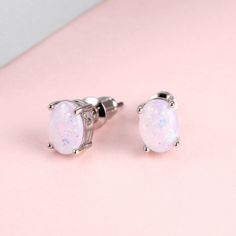 Opal Earrings S925 Sterling Silver – Black Opal Mosaic Stud Earrings for Women, October Birthstone Jewelry, Birthday & Christmas Gift for Her