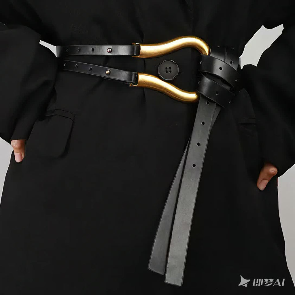 1pc of Women'S Stylish And Adaptable Belt, Featuring a Vintage Casual Design with a Horseshoe Buckle, Suitable for a Black Coat