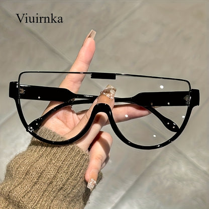 Oversized Semi-Circular Sunglasses Unisex Glare Resistant Trendy Fashion Shades Daily Wear Travel Vacation 5 Lens Colors Gray Orange Blue White Durable