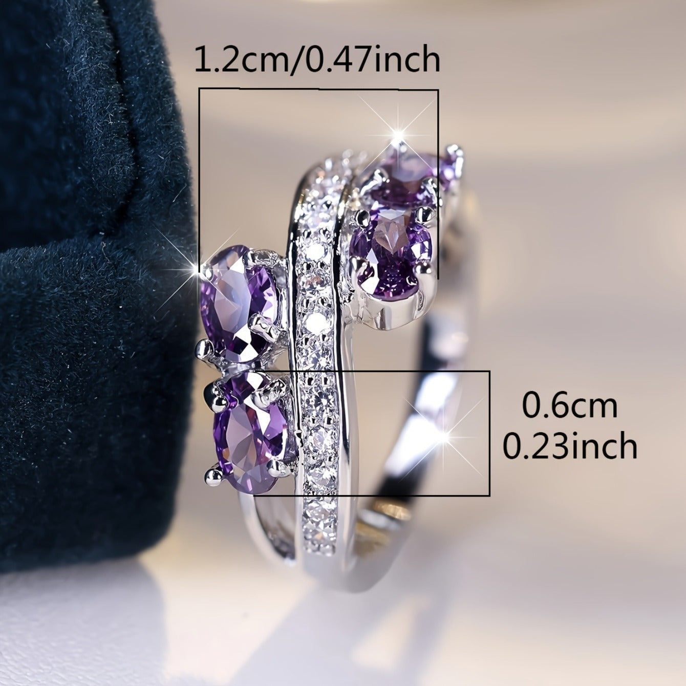 [Bride Wedding Ring] S925 Pure Silvery Purple Charm Ring Elegant Purple Synthetic Zirconia Ladies Ring | Bride Wedding Ring, Shiny Jewelry, Creative Design, Total Weight Of The Product (2.95g)
