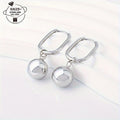 1 Pair of Women's S925 Silver Simple High-End Geometric Glossy Large Round Bead Pendant Everyday Multifunctional Party Earrings no box