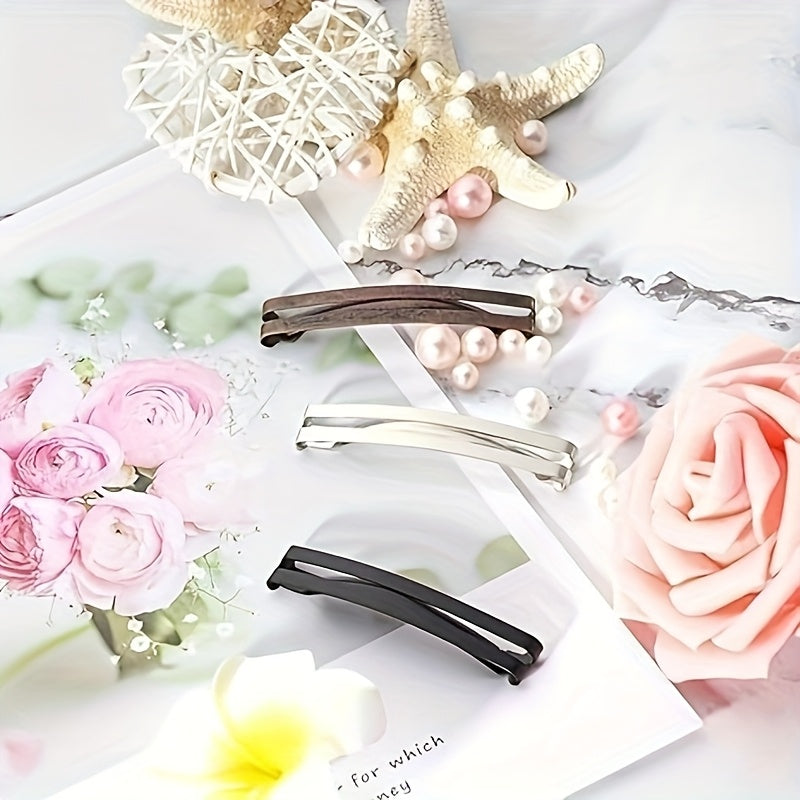 30pcs Hair Clips, Open Center Domed Metal Barrettes, Assorted Colors (Black, Brown, Silvery), Universal Size, Lightweight, Durable, for Women
