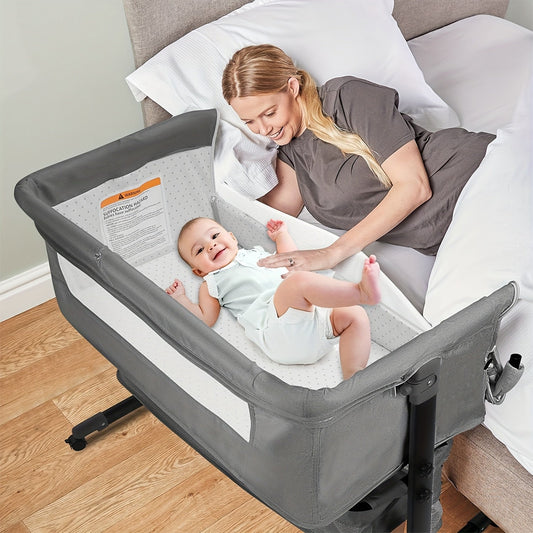 Baby Bassinet - Adjustable Bedside Basinet Height 0853 – pink option – main product image