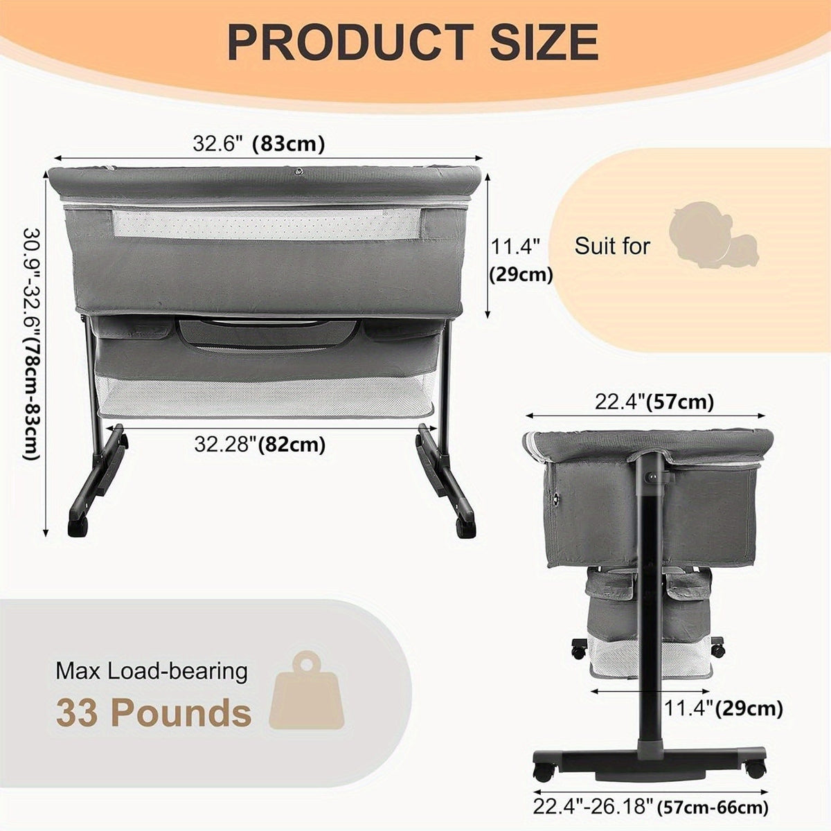 Baby Bassinet - Adjustable Bedside Basinet Height – view 4