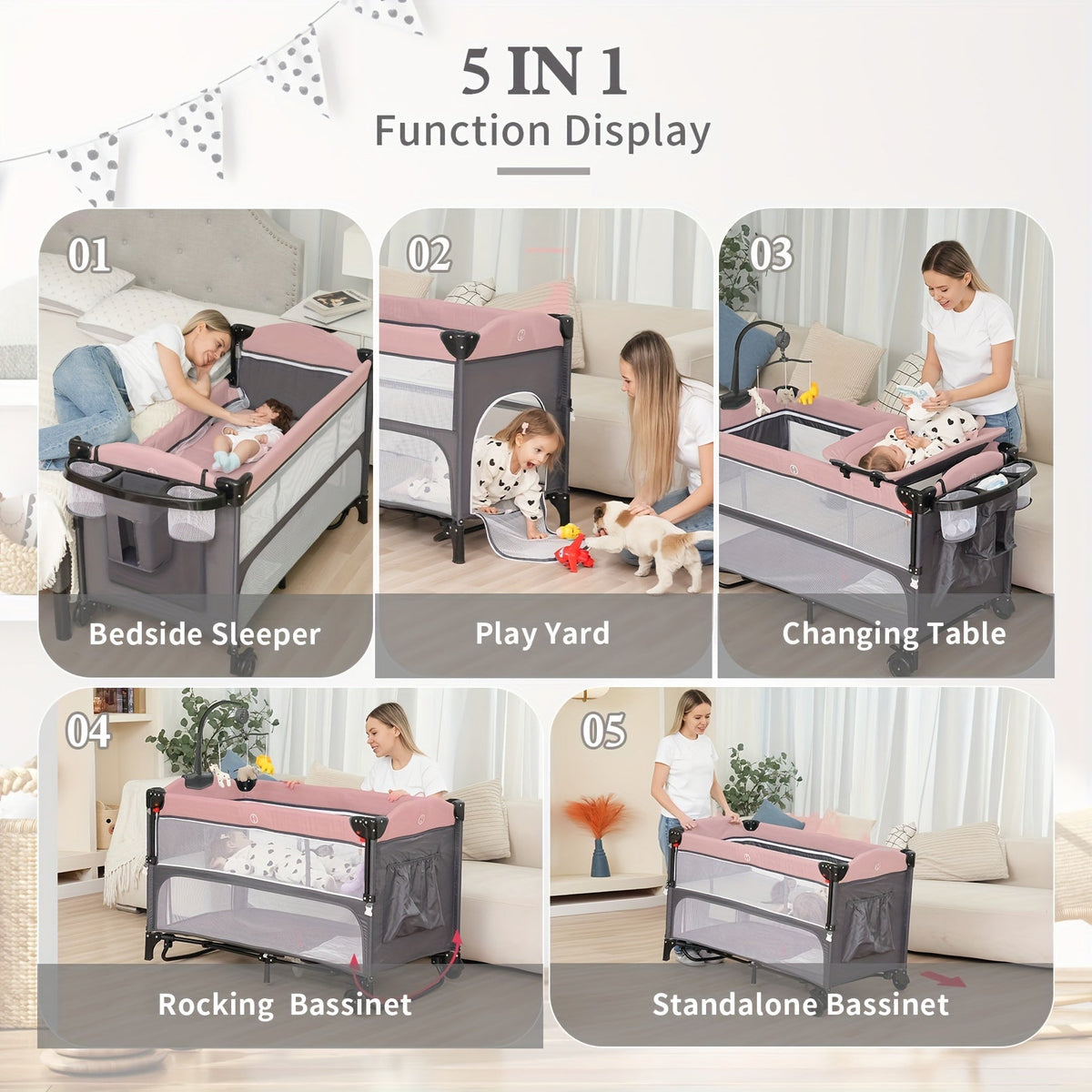 Baby Bassinet - Foldable 5-In-1 Sleeper Crib – view 4