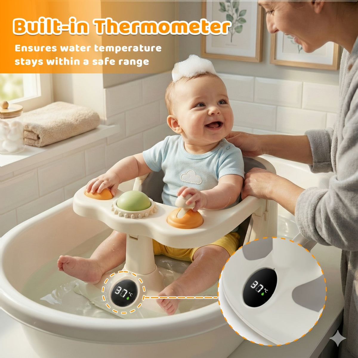 Baby Bath Seat - Non-Slip Soft Shower Safety – view 6