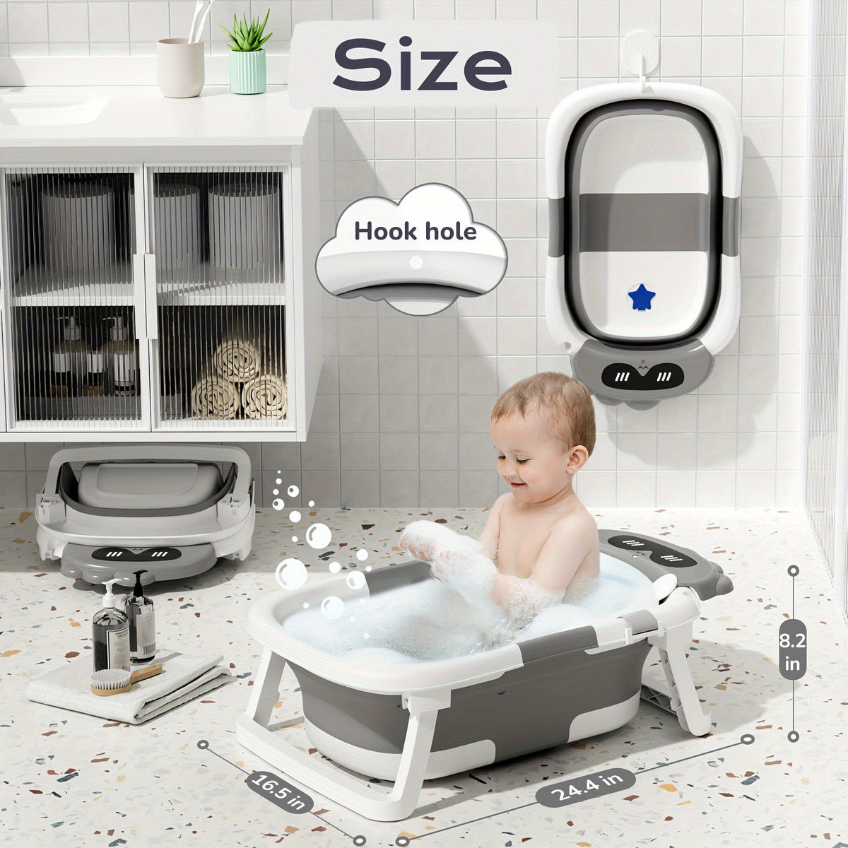 Baby Bathtub - Foldable Non-Slip Travel Soft – view 2