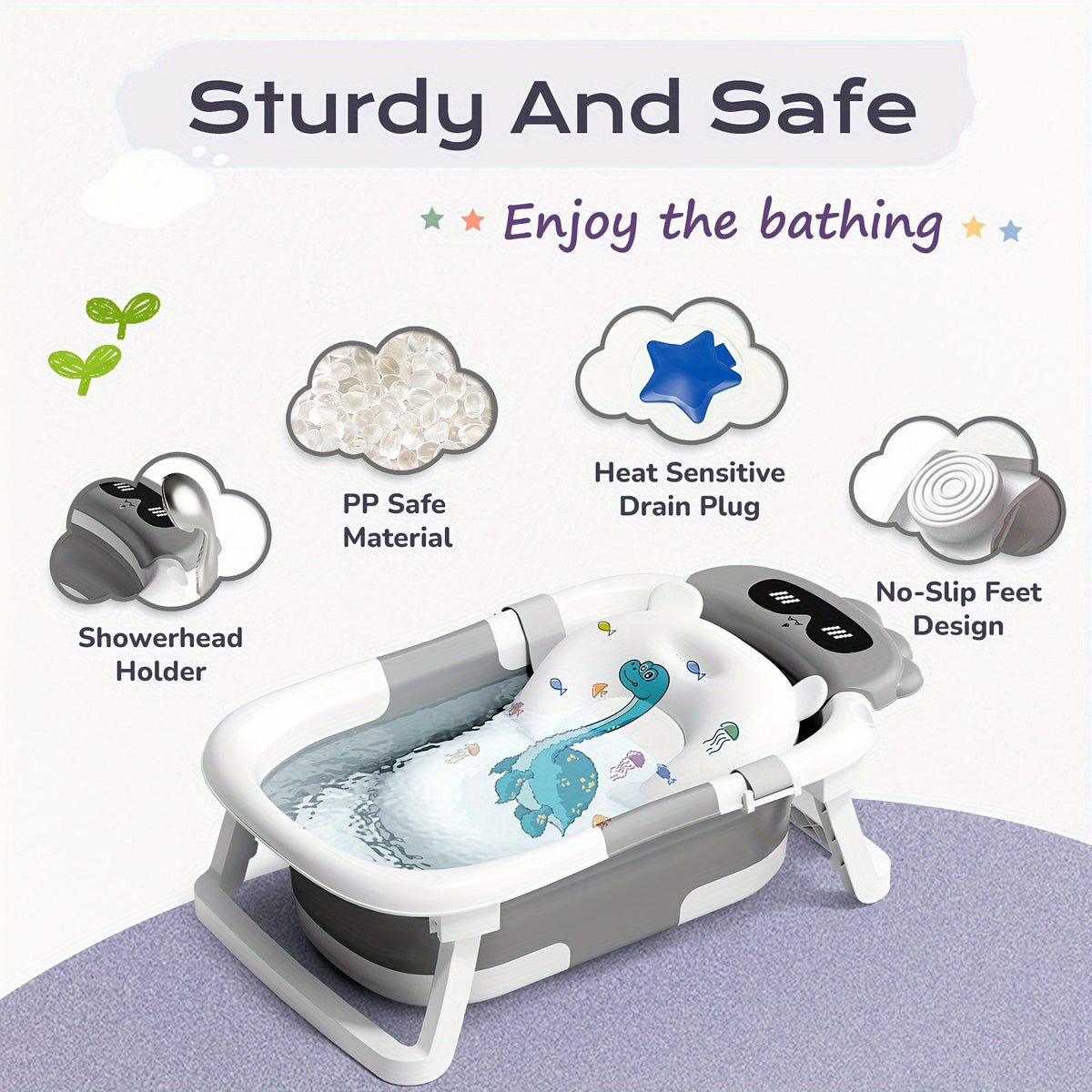 Baby Bathtub - Foldable Non-Slip Travel Soft – view 7