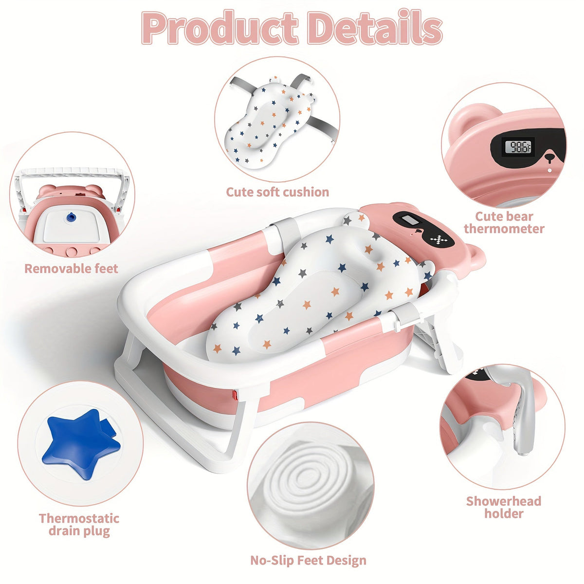 Baby Bathtub - Portable Foldable Travel Soft 1765 – view 9