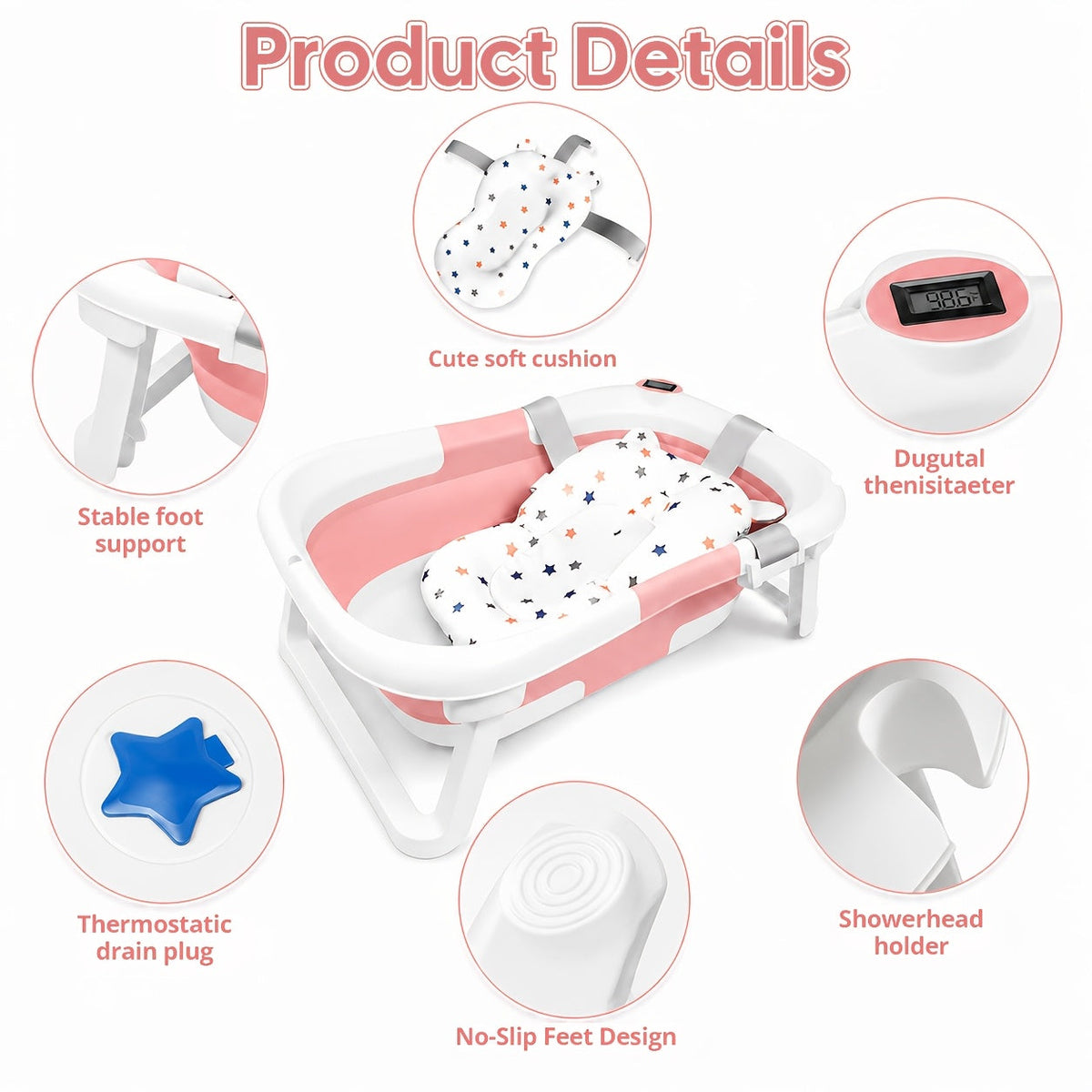 Baby Bathtub - Portable Foldable Travel Soft 3717 – view 7
