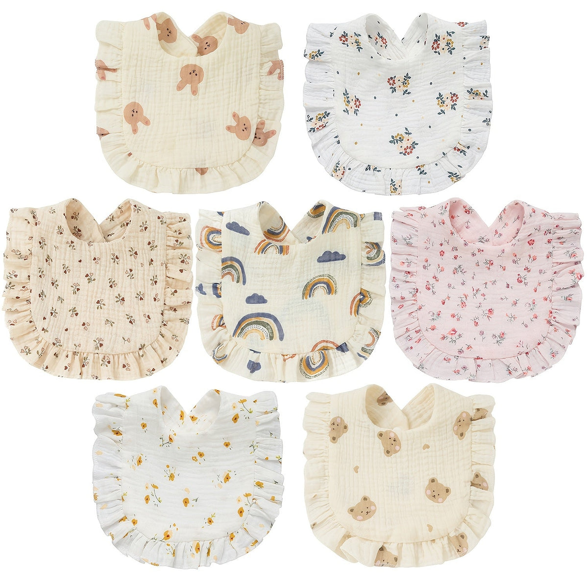 Baby Bib - 7-pack Adjustable Muslin Soft – view 3