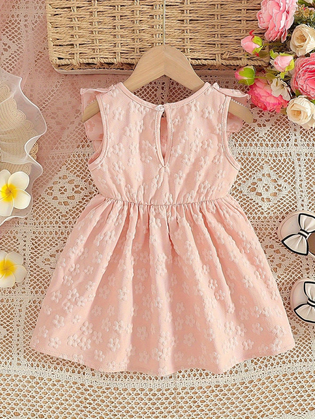 Baby Blue Floral Ruffle Dress – view 4