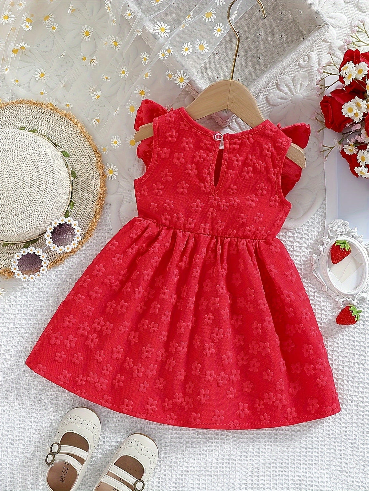 Baby Blue Floral Ruffle Dress – view 5