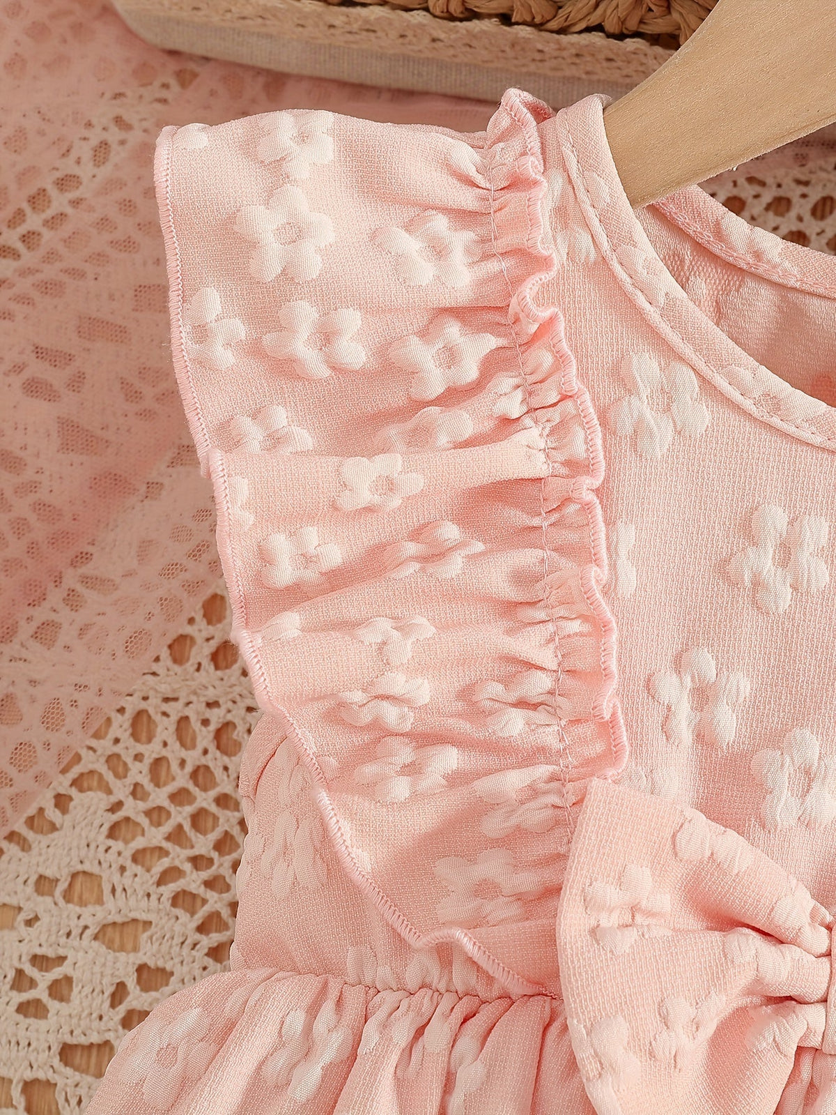 Baby Blue Floral Ruffle Dress – view 7