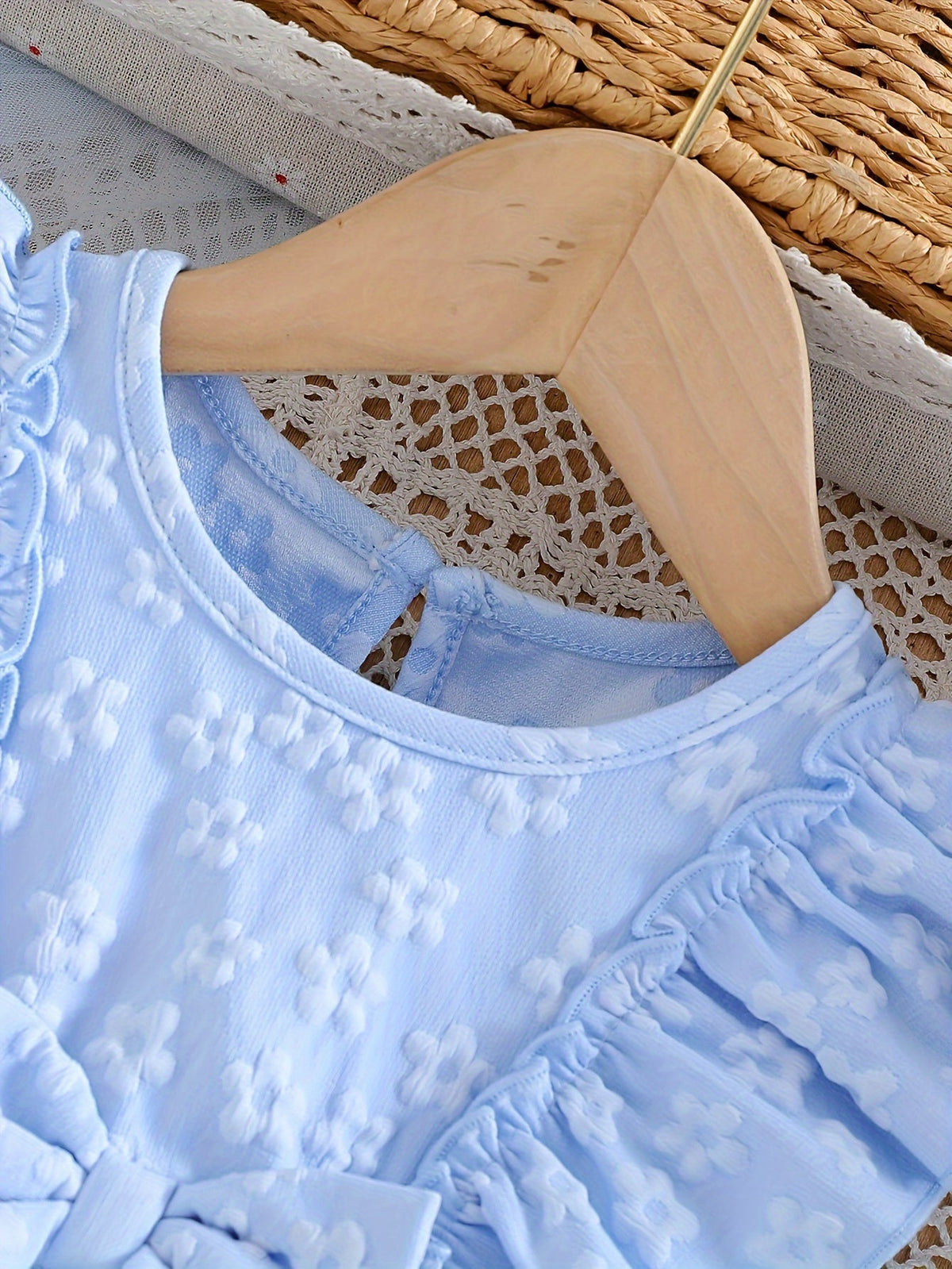 Baby Blue Floral Ruffle Dress – view 8