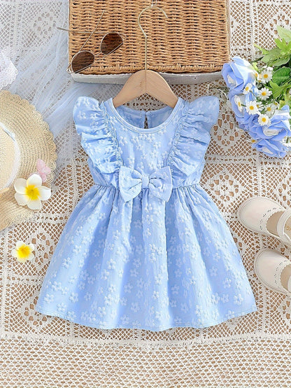 Baby Blue Floral Ruffle Dress – view 9