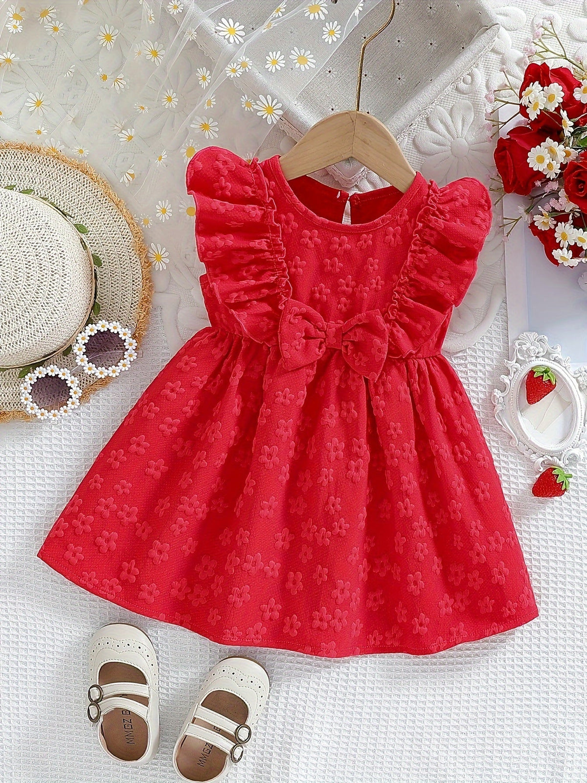 Baby Blue Floral Ruffle Dress – view 11