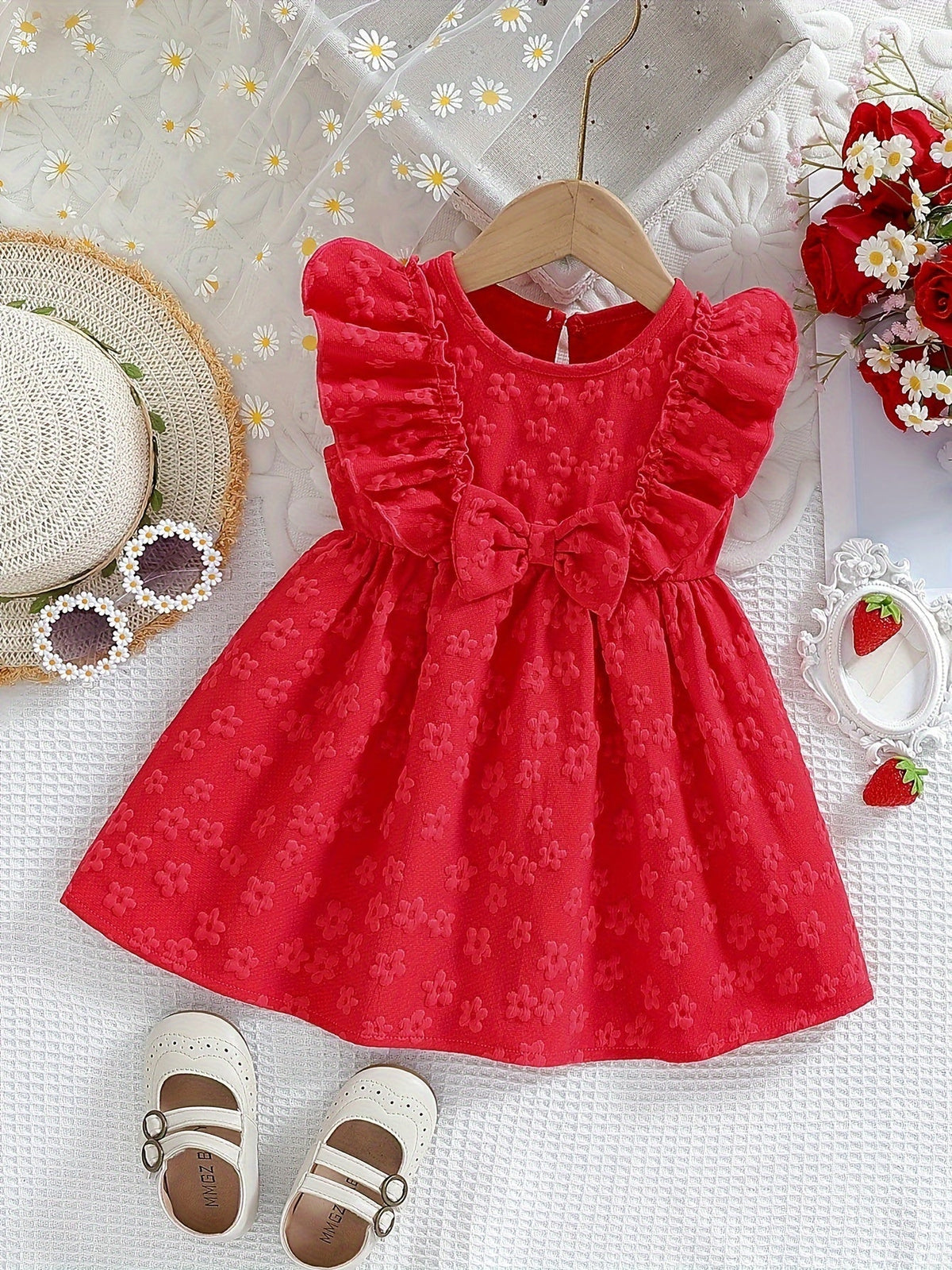 Baby Blue Floral Ruffle Dress – view 15