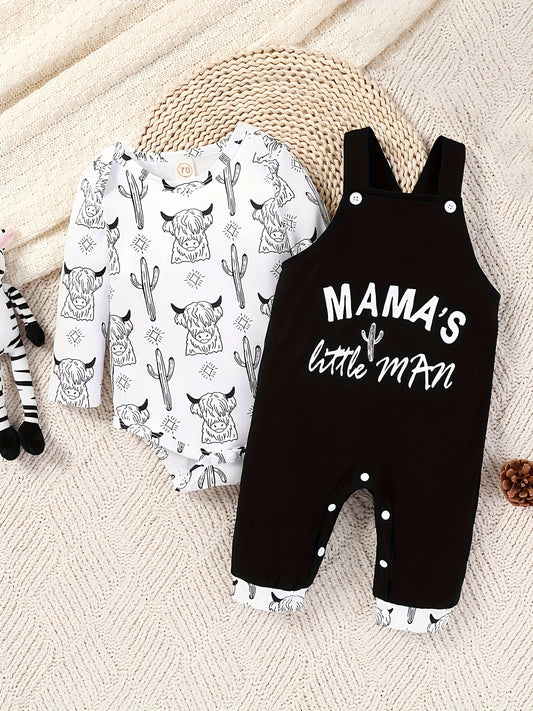 Baby Boy Graphic Outfit Set - Long Sleeve Fall – White option – main product image