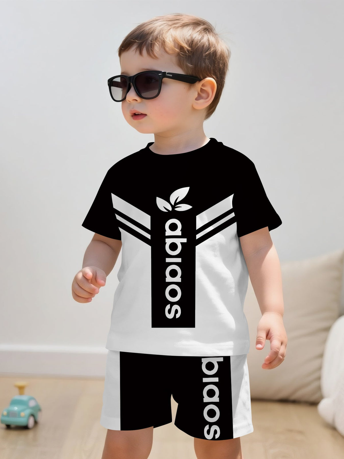 Baby Boy Graphic Outfit Set - Short Sleeve Summer – main product image