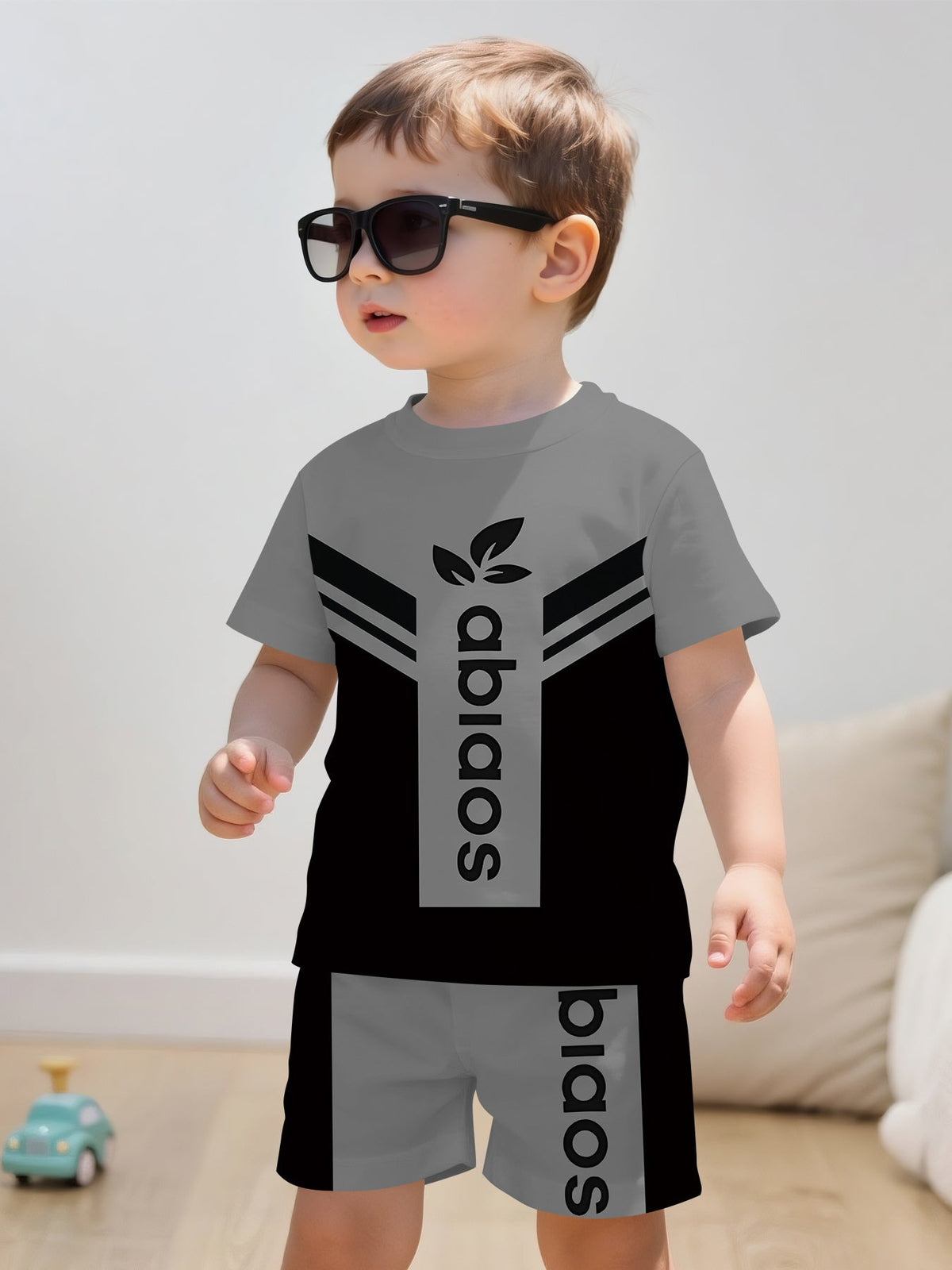Baby Boy Graphic Outfit Set - Short Sleeve Summer – Blue option – view 2