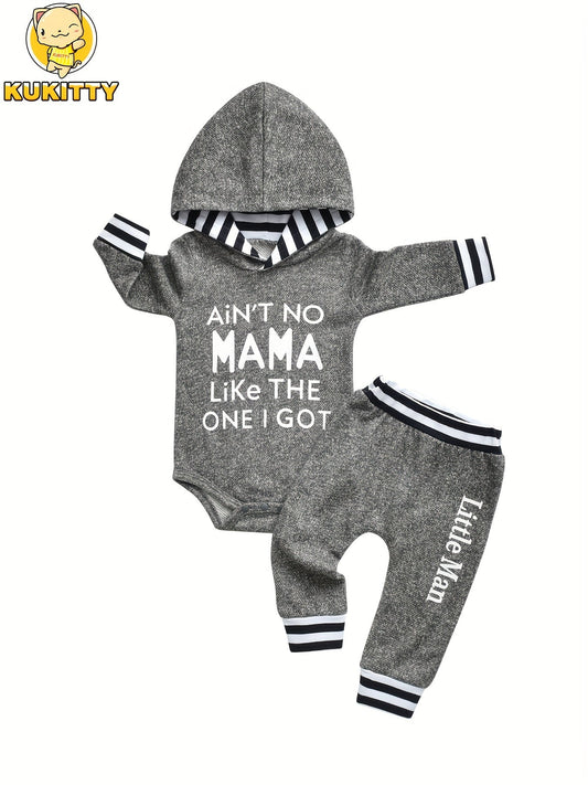 Baby Boy Graphic Outfit Set - Winter 4549 – Grey option – main product image