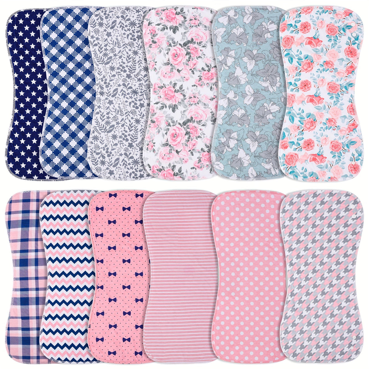 Baby Burp Cloth Set - Soft Absorbent Multipack – Rose pink polka dots – main product image