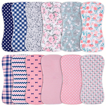 Baby Burp Cloth Set - Soft Absorbent Multipack – Rose pink polka dots – main product image