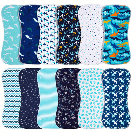 Baby Burp Cloth Set - Soft Absorbent Multipack – Shark Water Ripples – main product image