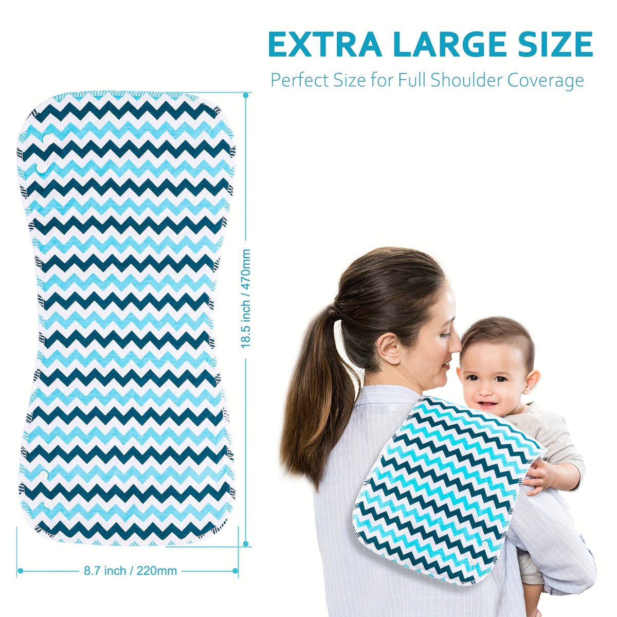 Baby Burp Cloth Set - Soft Absorbent Multipack – Shark Water Ripples – view 2