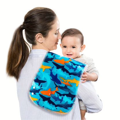 Baby Burp Cloth Set - Soft Absorbent Multipack – Shark Water Ripples – view 4