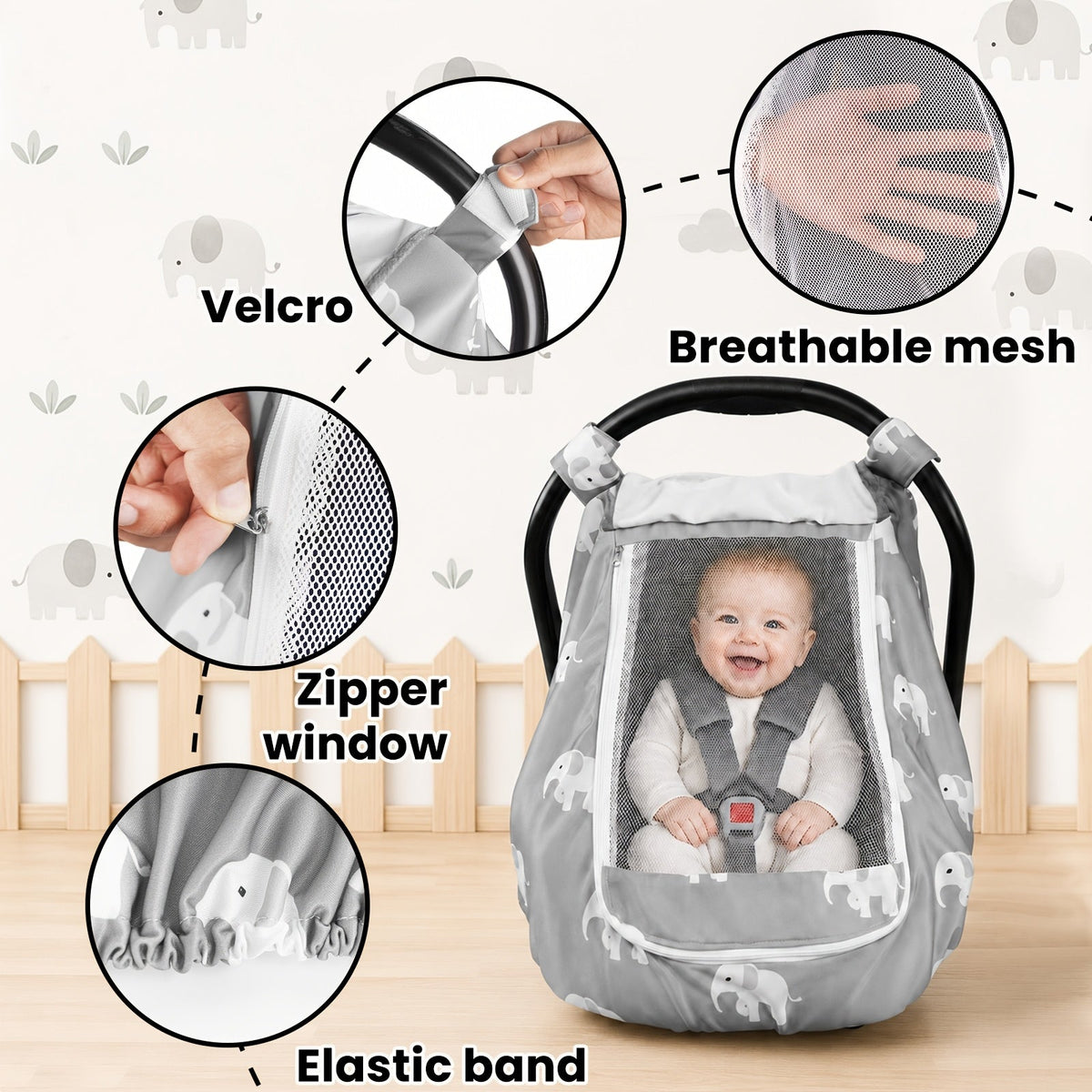 Baby Car Seat Cover - Breathable Beavtaens Covers Stretchy – view 2