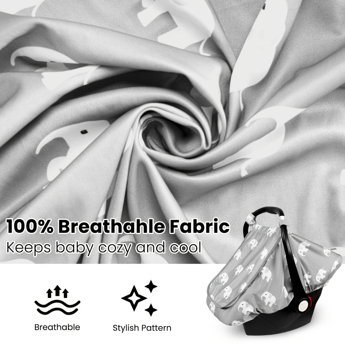 Baby Car Seat Cover - Breathable Beavtaens Covers Stretchy – view 4