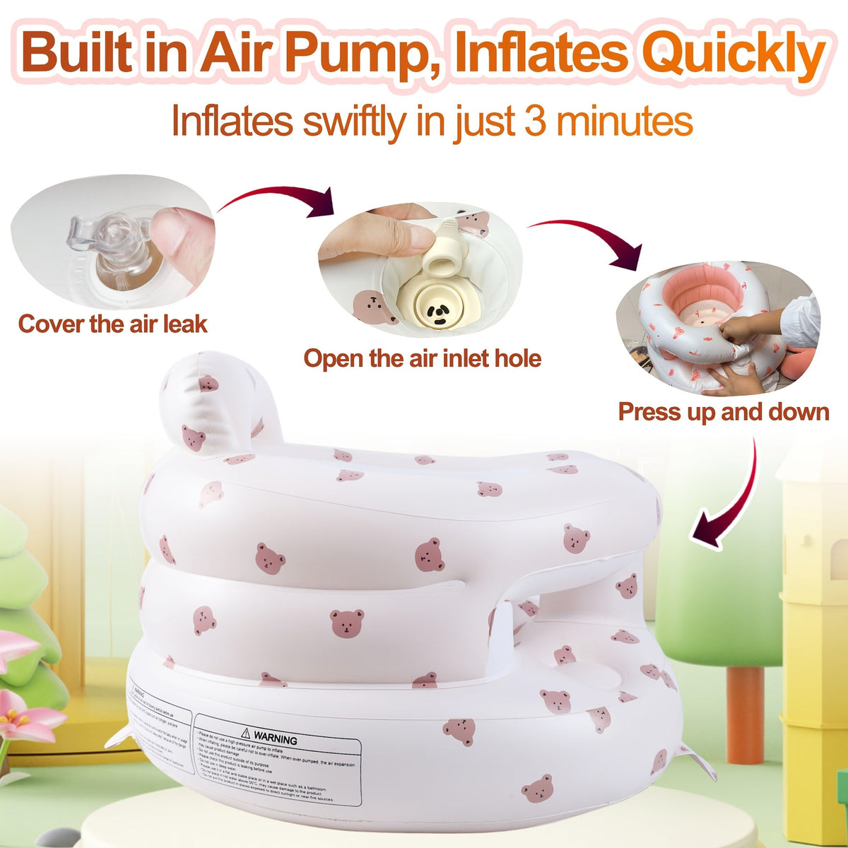 Baby Floor Seat - Portable Inflatable Built-In Air – view 7