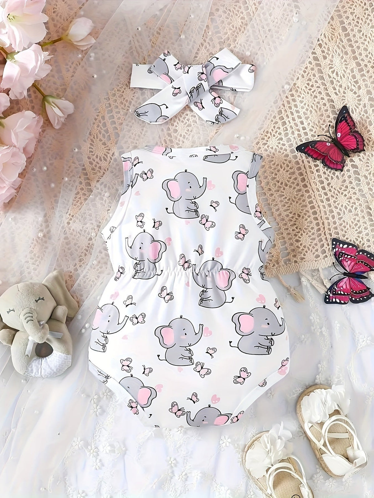 Baby Girl Butterfly Bodysuit - Sleeveless Summer – view 6