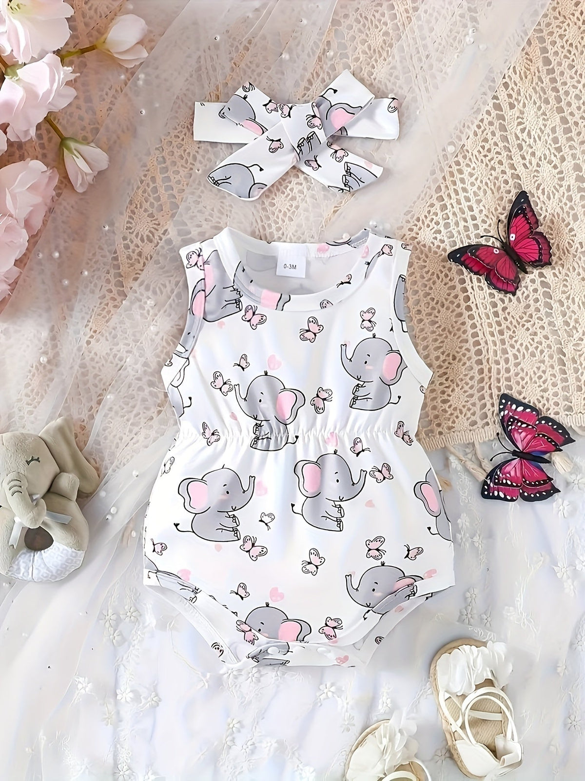 Baby Girl Butterfly Bodysuit - Sleeveless Summer – view 10