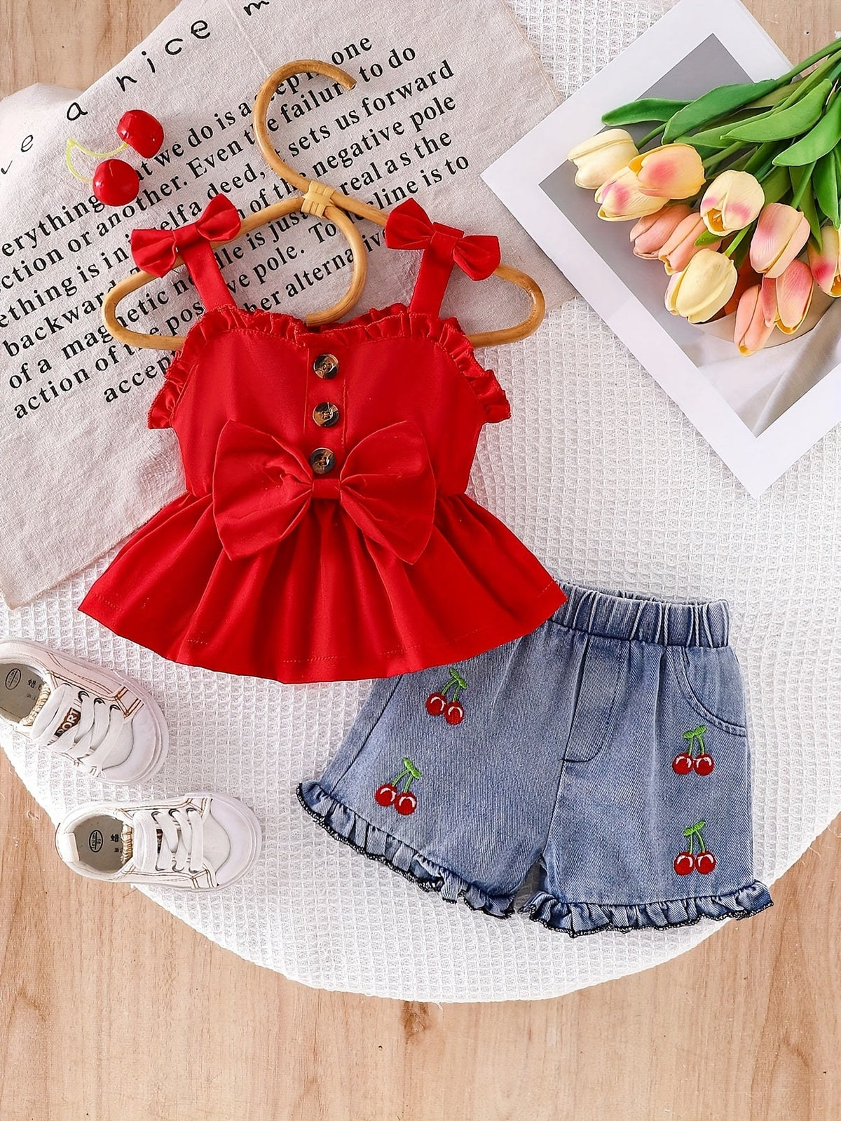 Baby Girl Denim Outfit Set - Sleeveless Summer 2405 – view 2