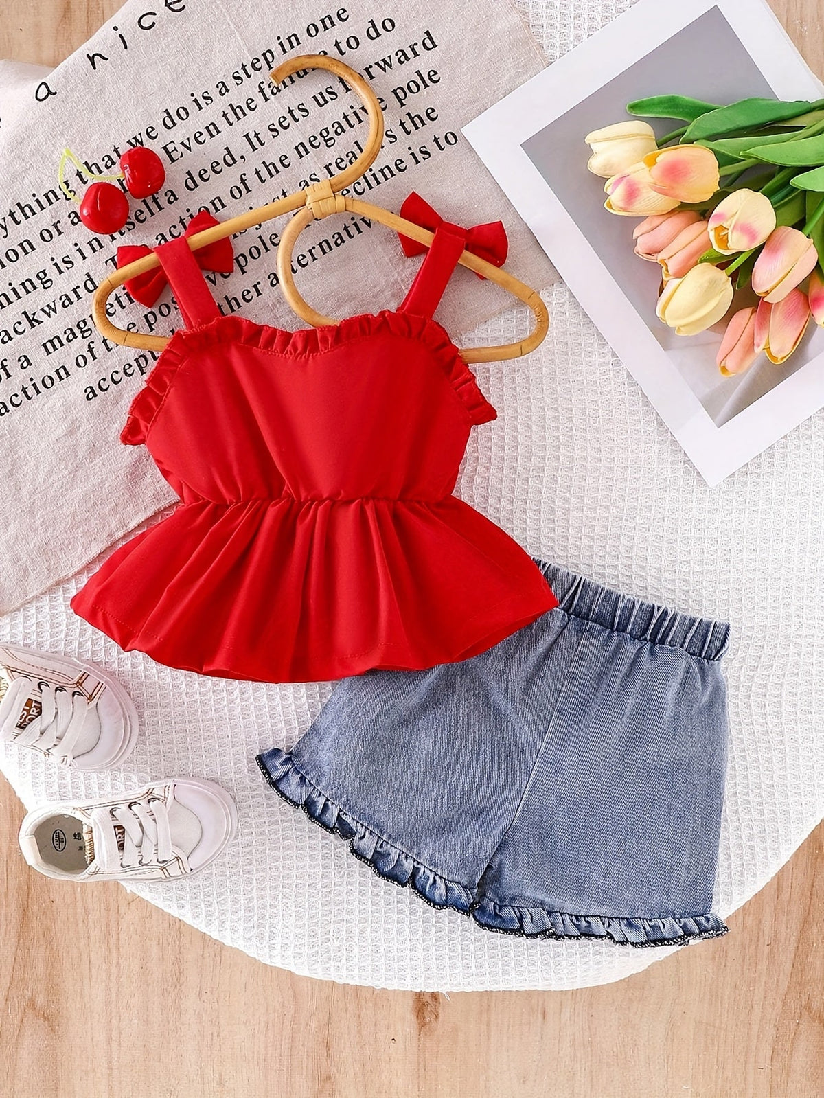Baby Girl Denim Outfit Set - Sleeveless Summer 2405 – view 10