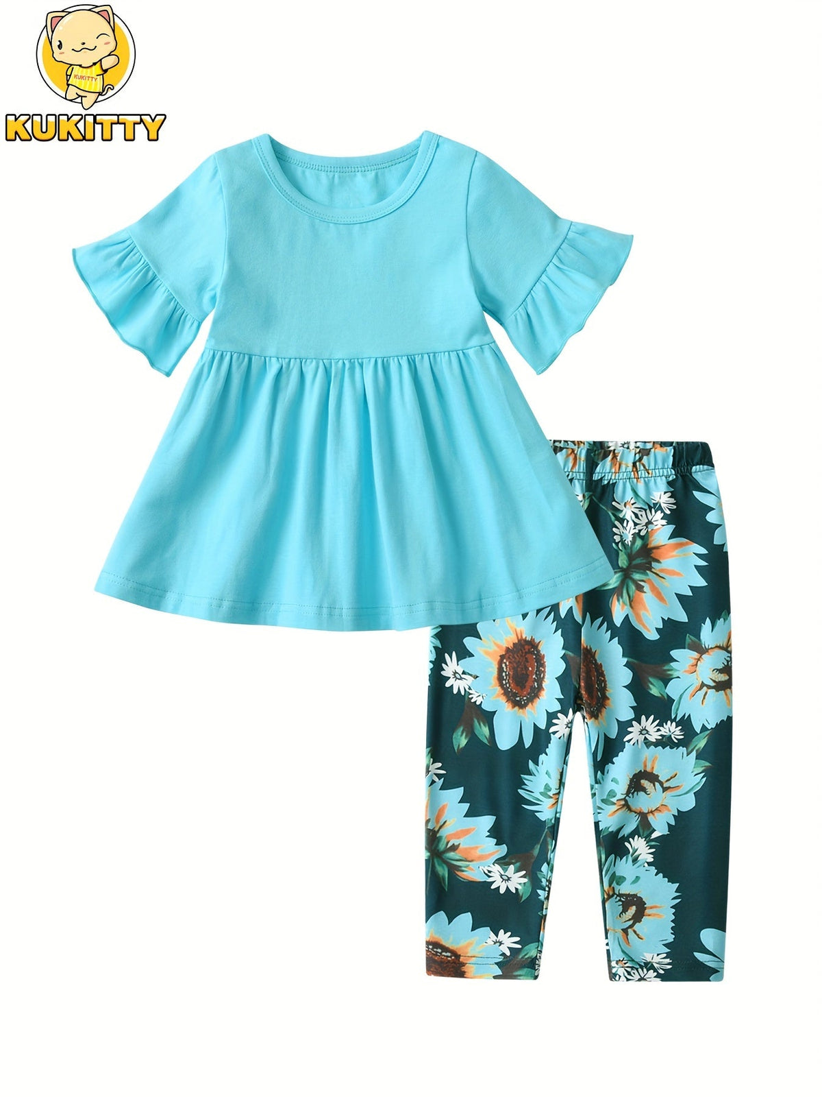 Baby Girl Floral Outfit Set – Blue option – view 2