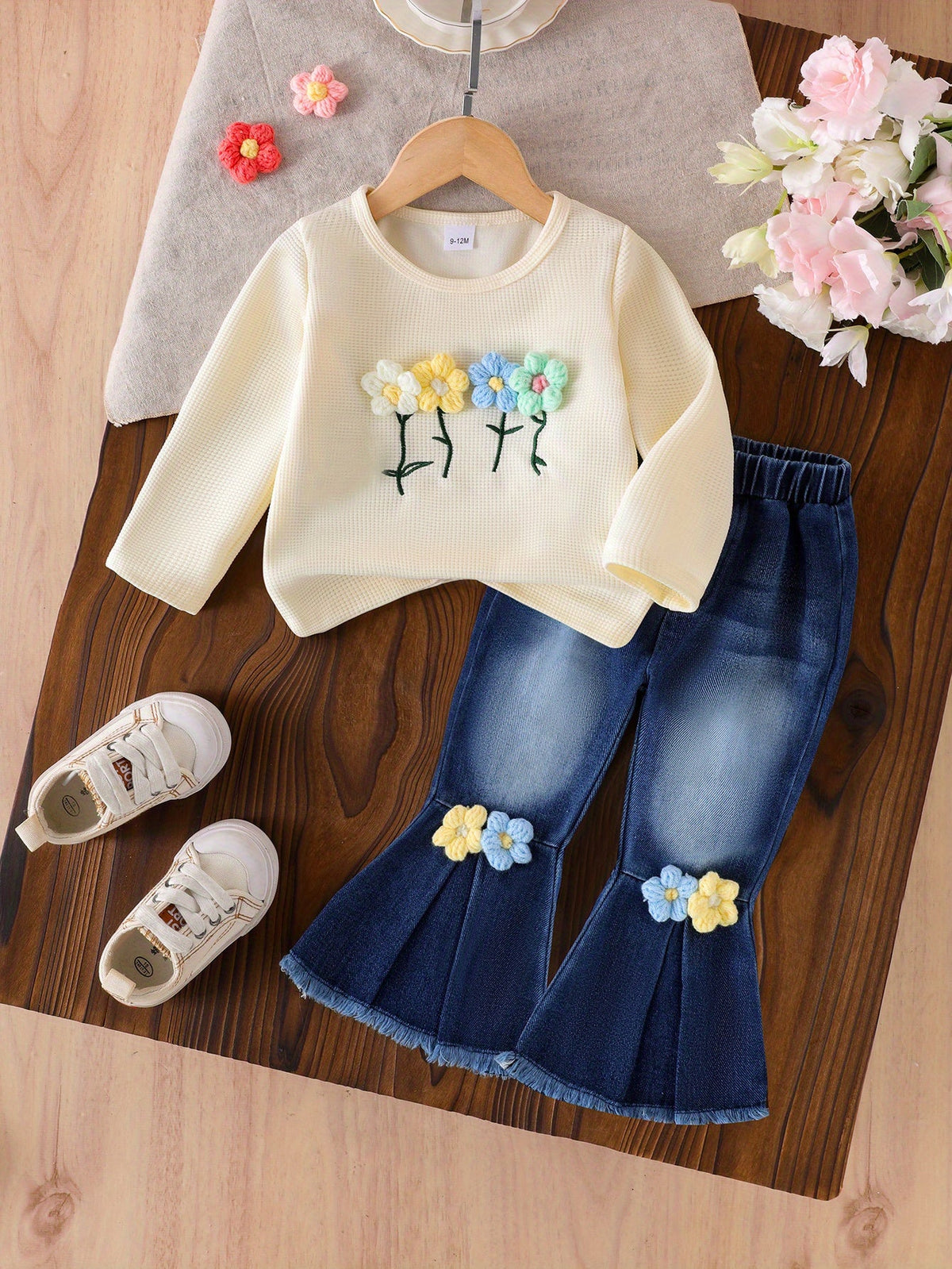 Baby Girl Floral Outfit Set - Long Sleeve Fall – view 7
