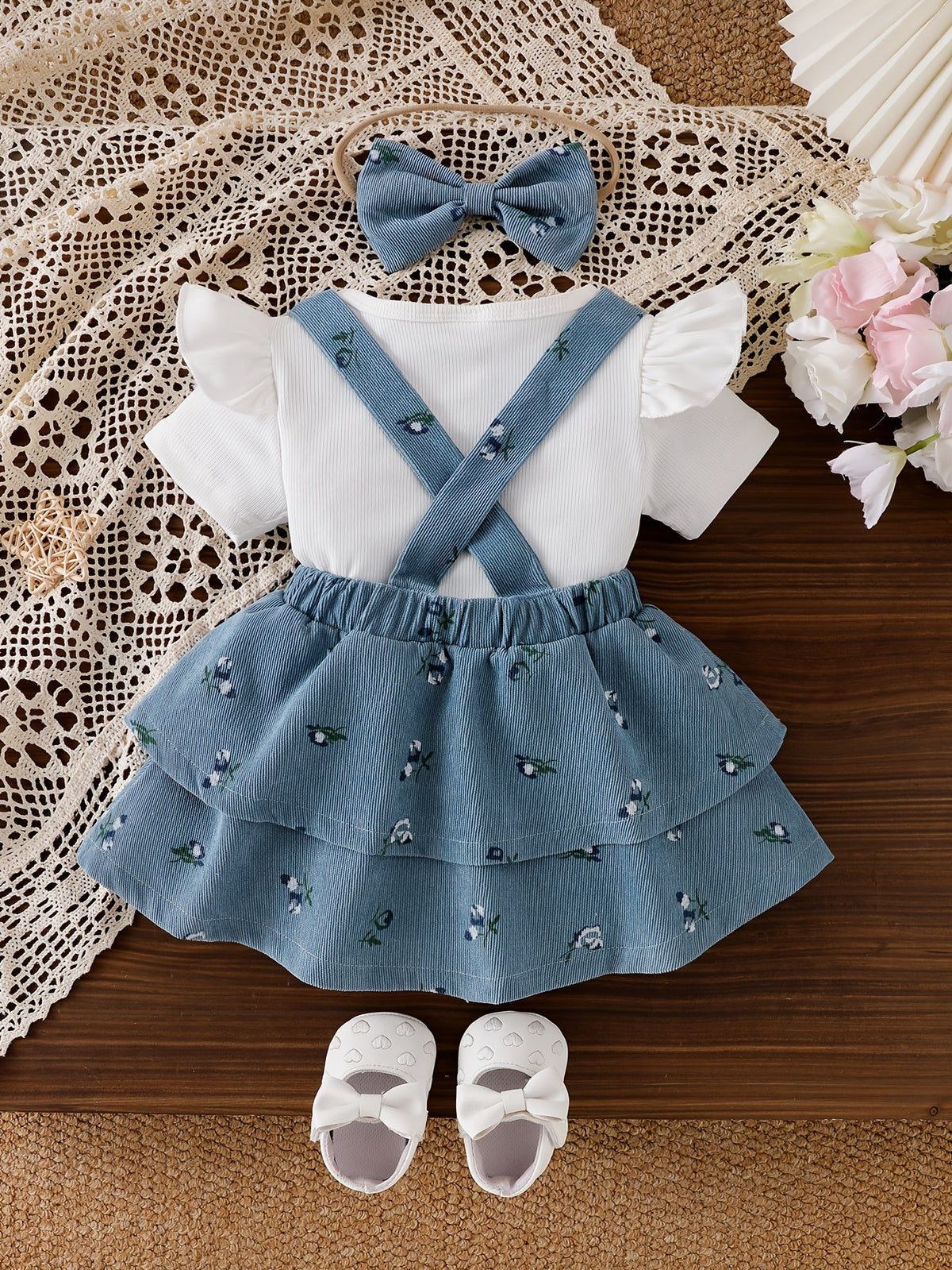 Baby Girl Floral Outfit Set - Short Sleeve Summer – view 2