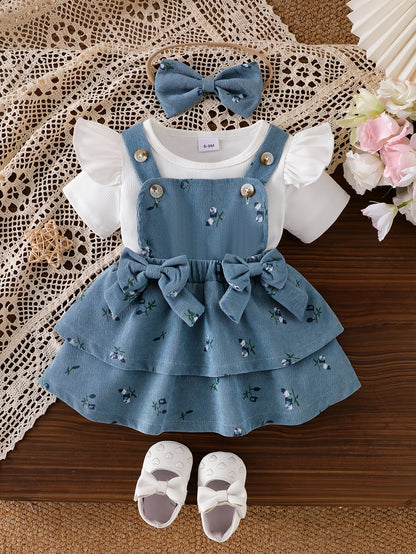 Baby Girl Floral Outfit Set - Short Sleeve Summer – view 13