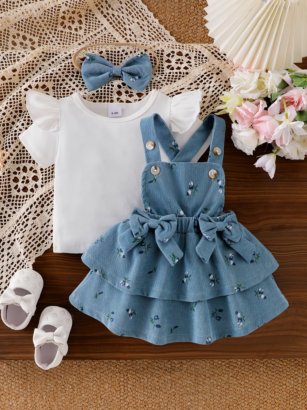 Baby Girl Floral Outfit Set - Short Sleeve Summer – view 15