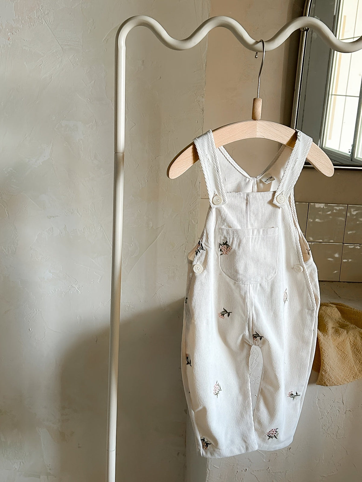 Baby Girl Floral Overalls - Embroidered Pocket Romper – view 3