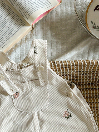 Baby Girl Floral Overalls - Embroidered Pocket Romper – view 5