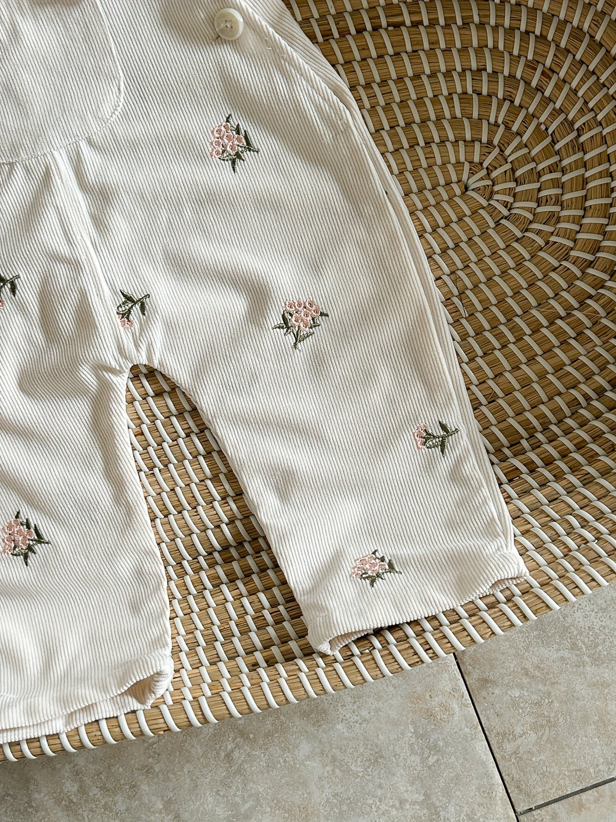 Baby Girl Floral Overalls - Embroidered Pocket Romper – view 6
