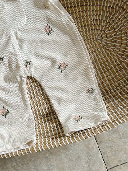 Baby Girl Floral Overalls - Embroidered Pocket Romper – view 6