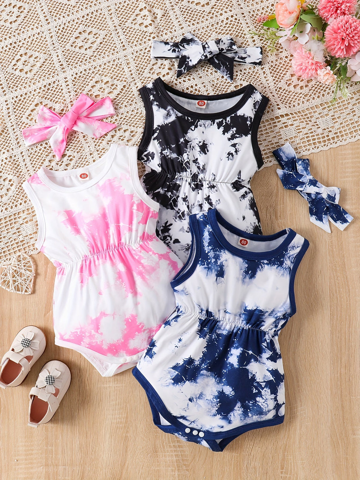 Baby Girl Tie Dye Bodysuit - Sleeveless Summer – view 12